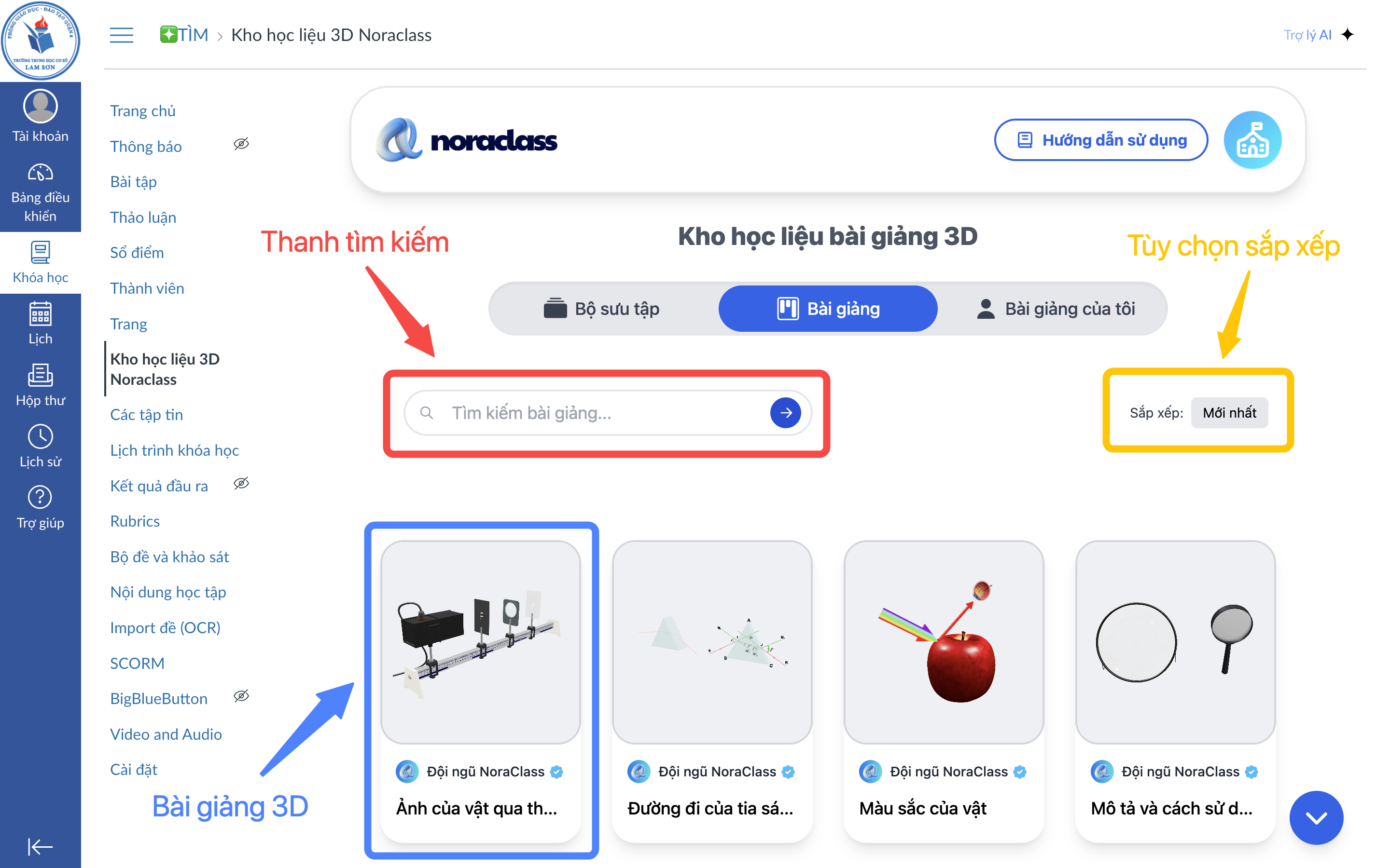 💾 Giới thiệu kho học liệu 3D NoraClass