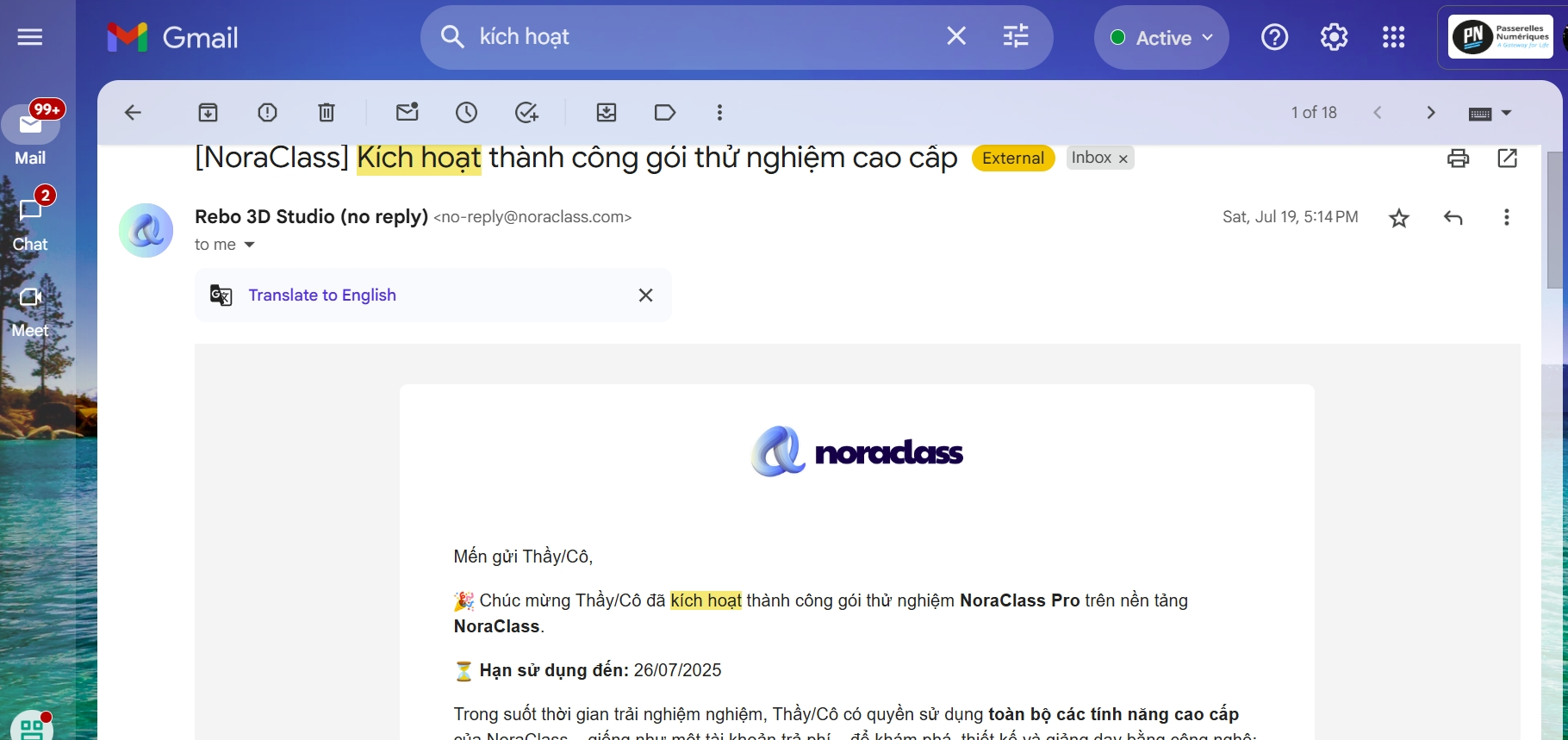 Cách kích hoạt mã nâng cấp tài khoản NoraClass và truy cập toàn bộ tính năng 3D