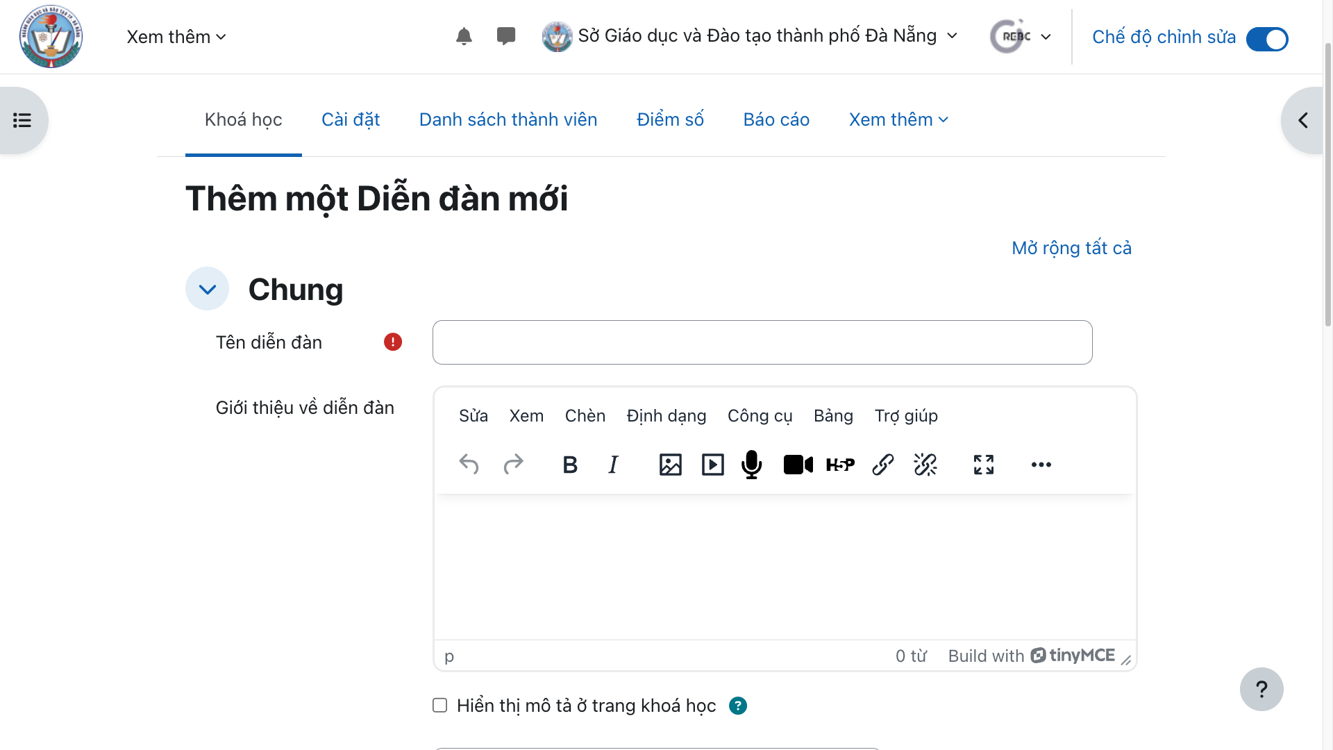 Hướng dẫn tạo thảo luận trong khóa học trên LMS