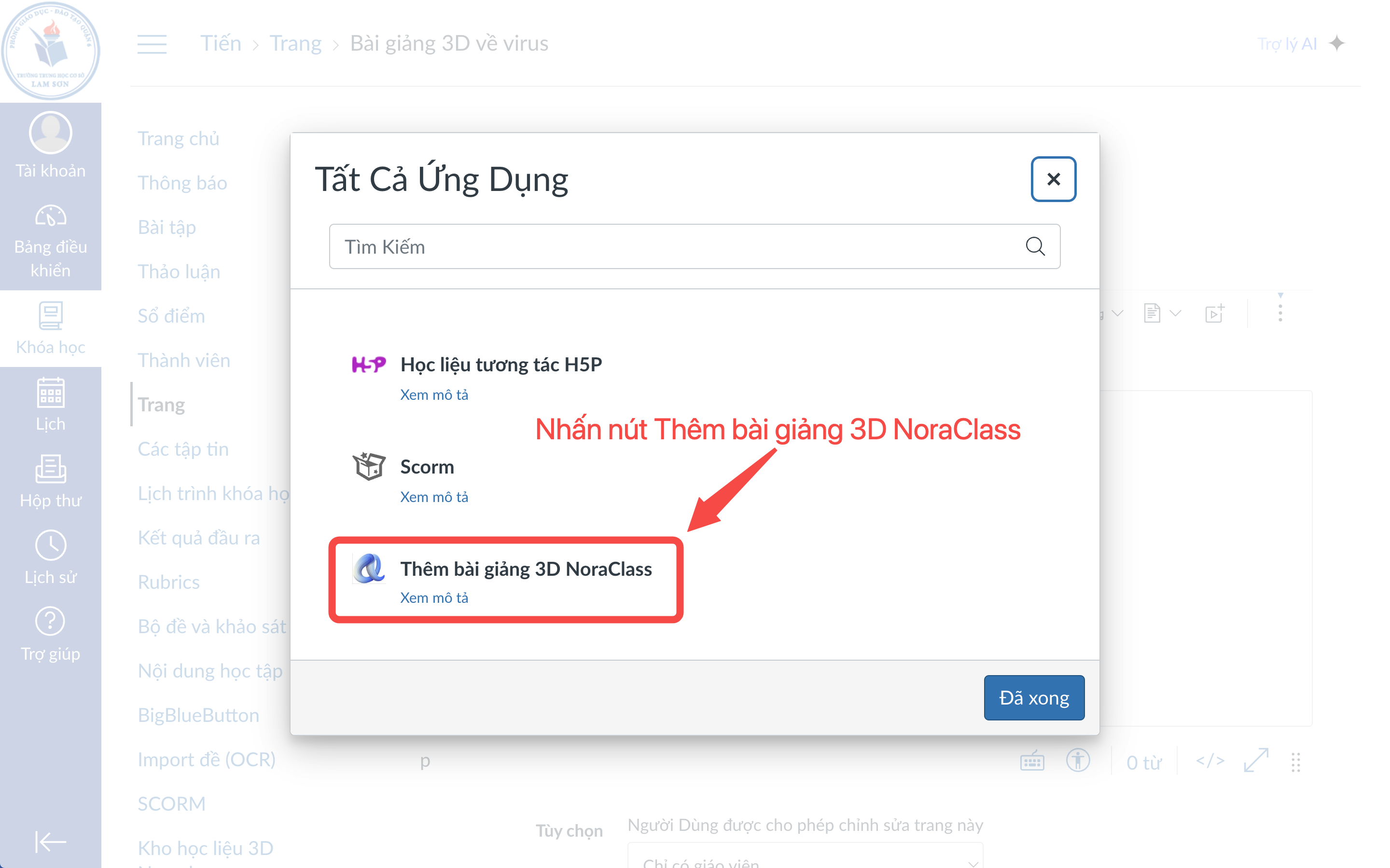 📚 Hướng dẫn thêm bài giảng 3D trong mô-đun