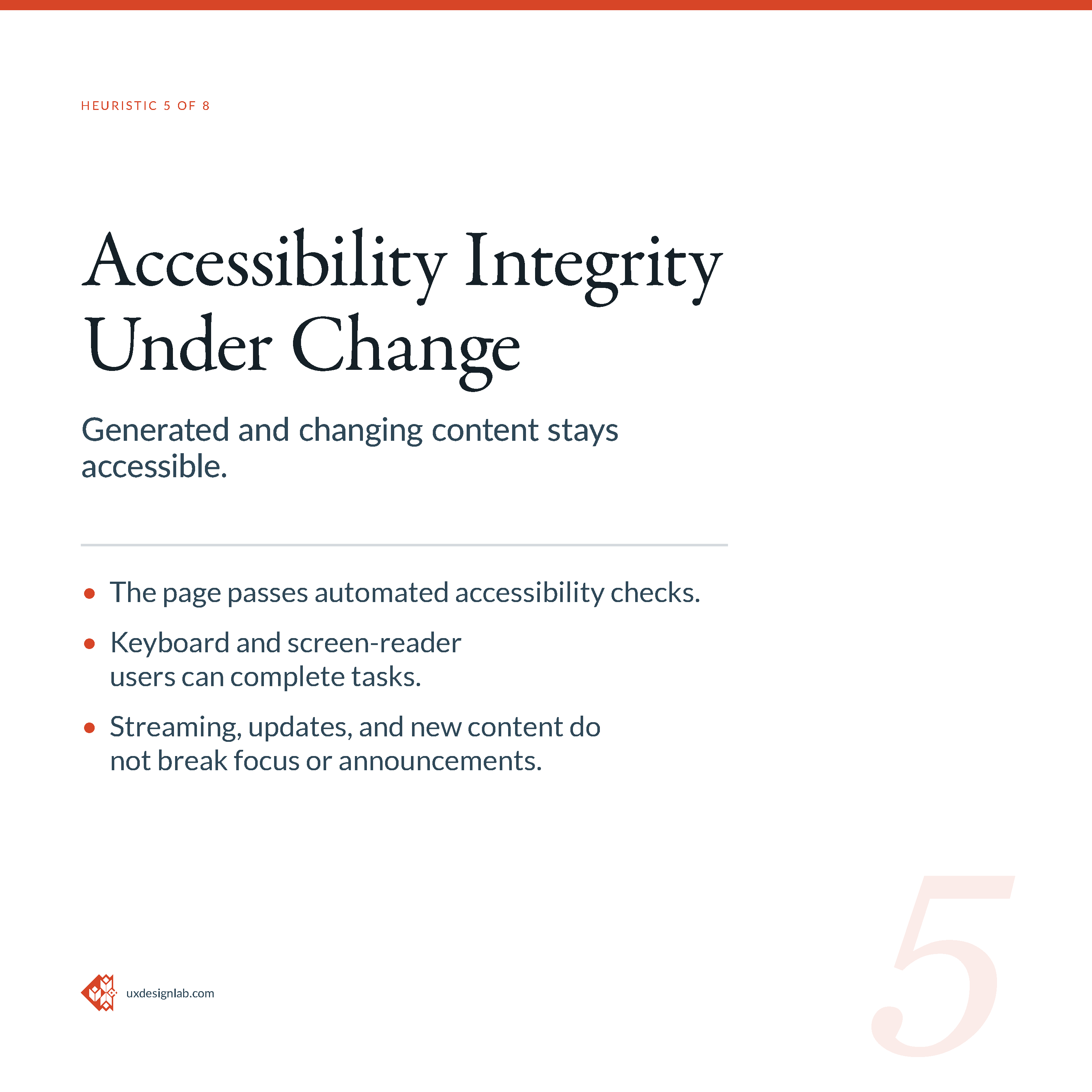 Heuristic 5-Accessibility Integrity Under Change