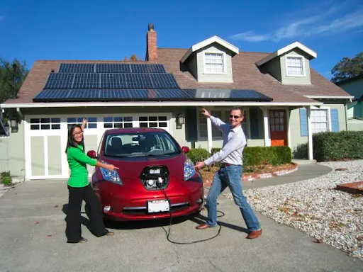 Using solar panels to charge an electric vehicle during peak hours