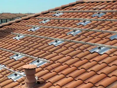Quick Hook tile mounts for installing solar panels on a tile roof