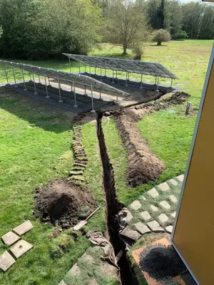 Trenching for a ground mount solar system
