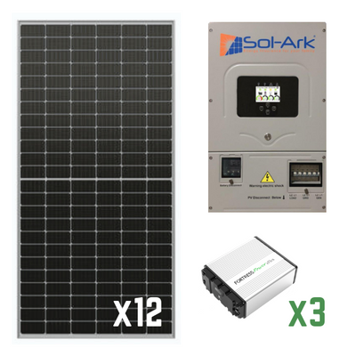 Best Home Solar Kit With Battery Backup - 4.8 kW Solar Kit with 8kW Sol-Ark inverter and 16.2 kWh Fortress LifePO4 Battery Bank