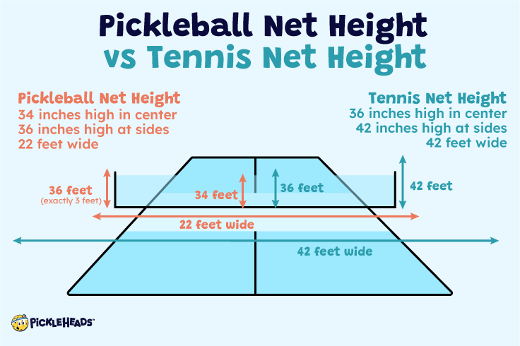 Pickleball net height vs. Tennis net height