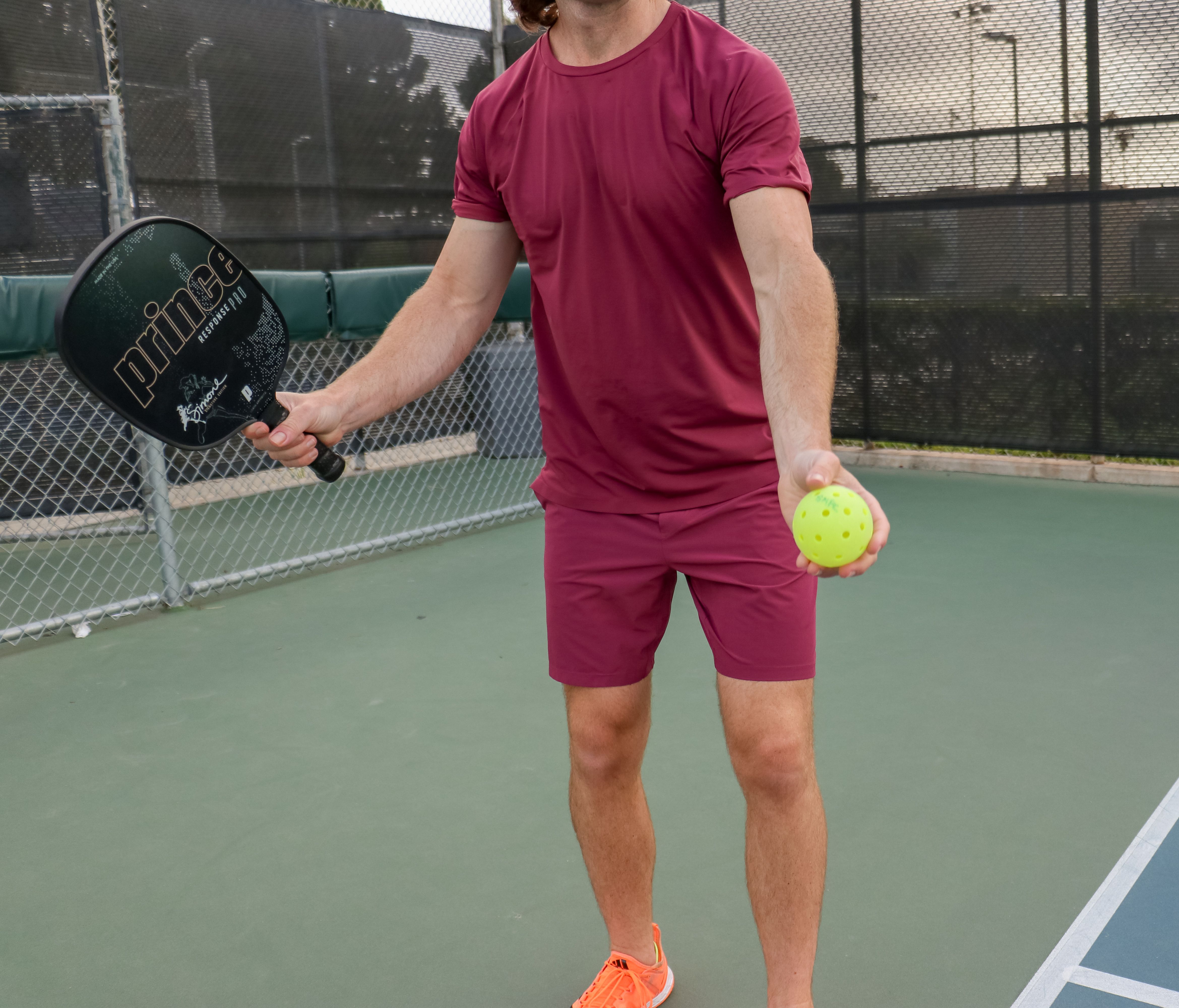 Player prepares to hit a ball during a serve