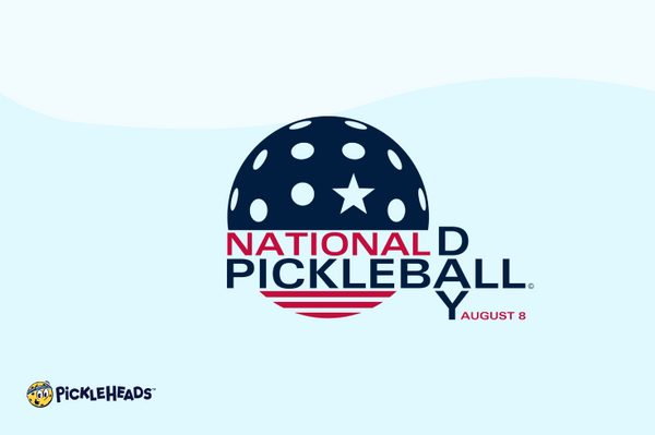 Graphic of the National Pickleball Day logo on a blue background
