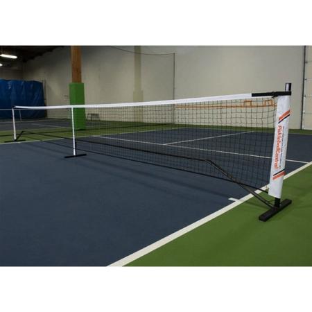 Photo of the Rally Deluxe Portable Net System on a pickleball court