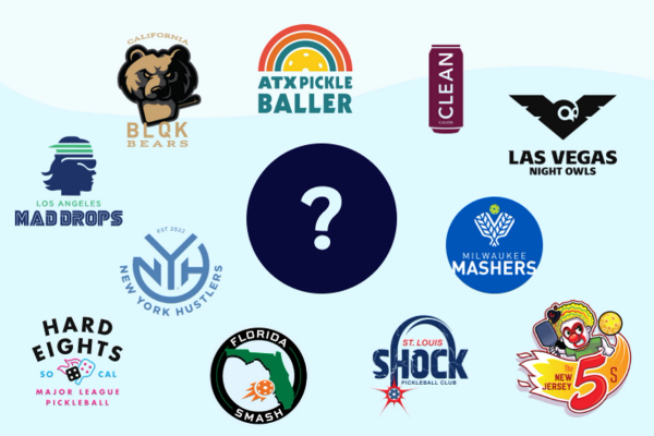 Graphic showing a selection of different professional pickleball team names