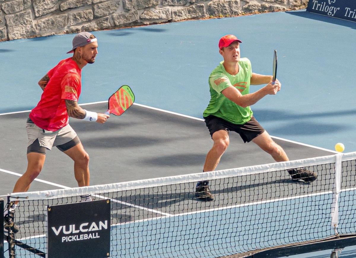 Tyson McGuffin (left) and Riley Newman Playing Pickleball at Atlanta Open