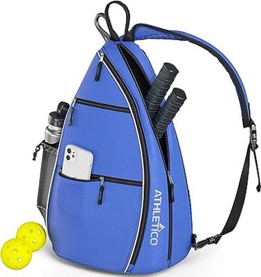 Photo of the Athletico Crossbody Sling Bag with two pickleball balls
