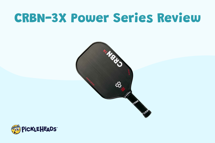 The CRBN-3X Power Series pickleball paddle on a blue background