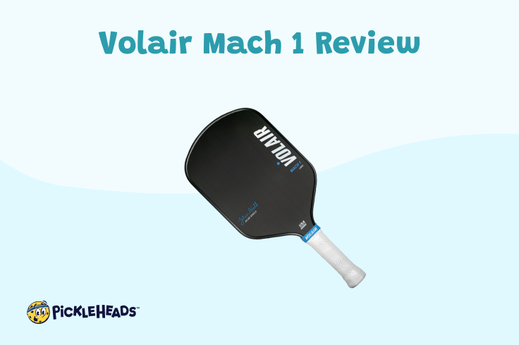 The Volair Mach 1 pickleball paddle on a blue background