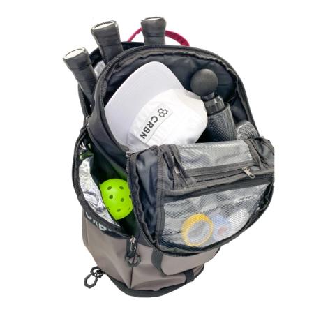 A view of the CRBN Pro Team Backpack with the top compartment open