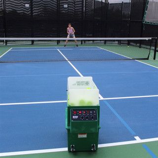 Image of the Pickleball Tutor Plus being used on a pickleball court