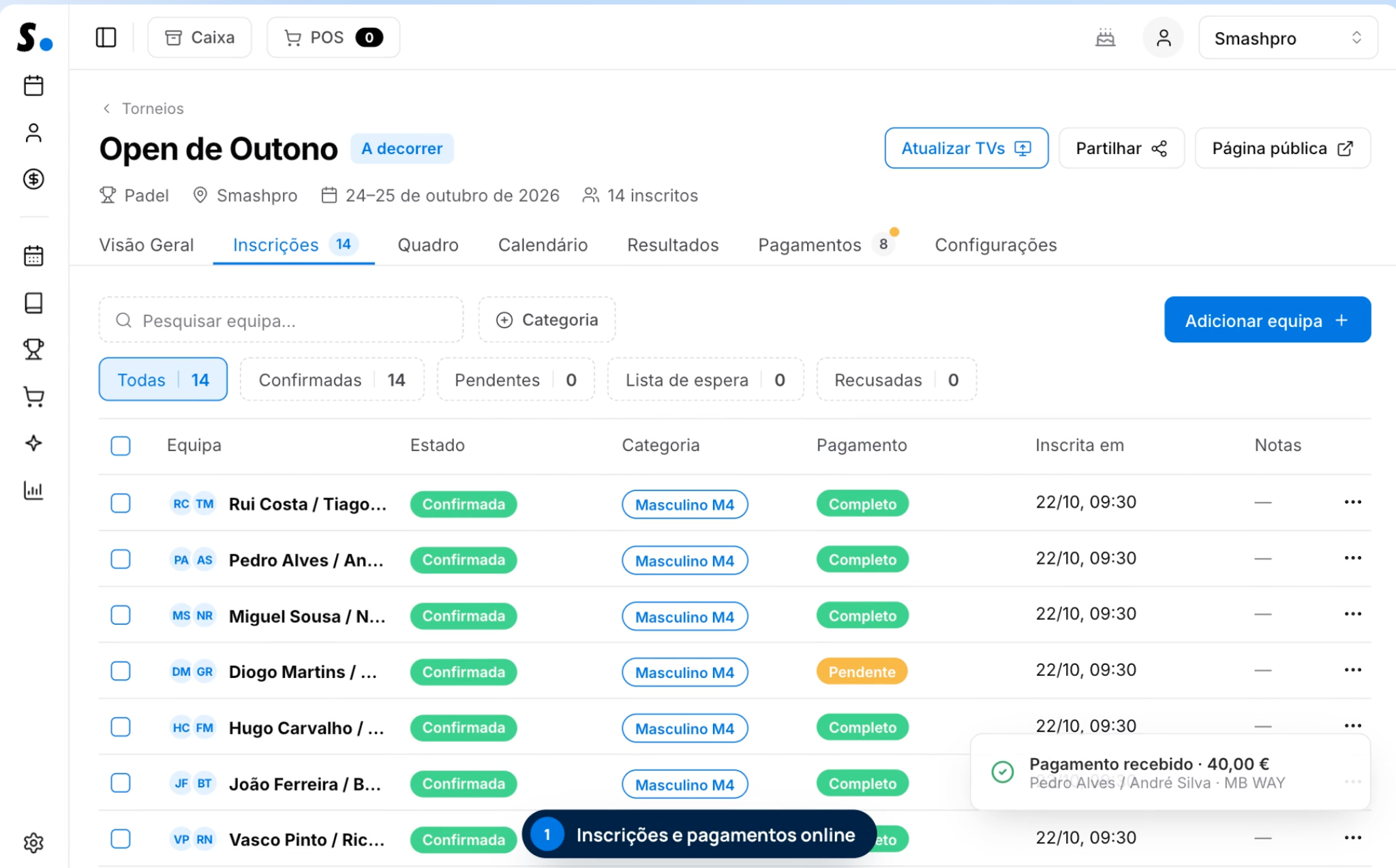 Gere o torneio do princípio ao fim na Smashpro