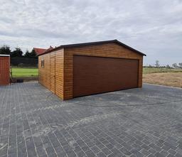 Garaż drewnopodobny 6m x 5m złoty dąb przetłoczenia poziome