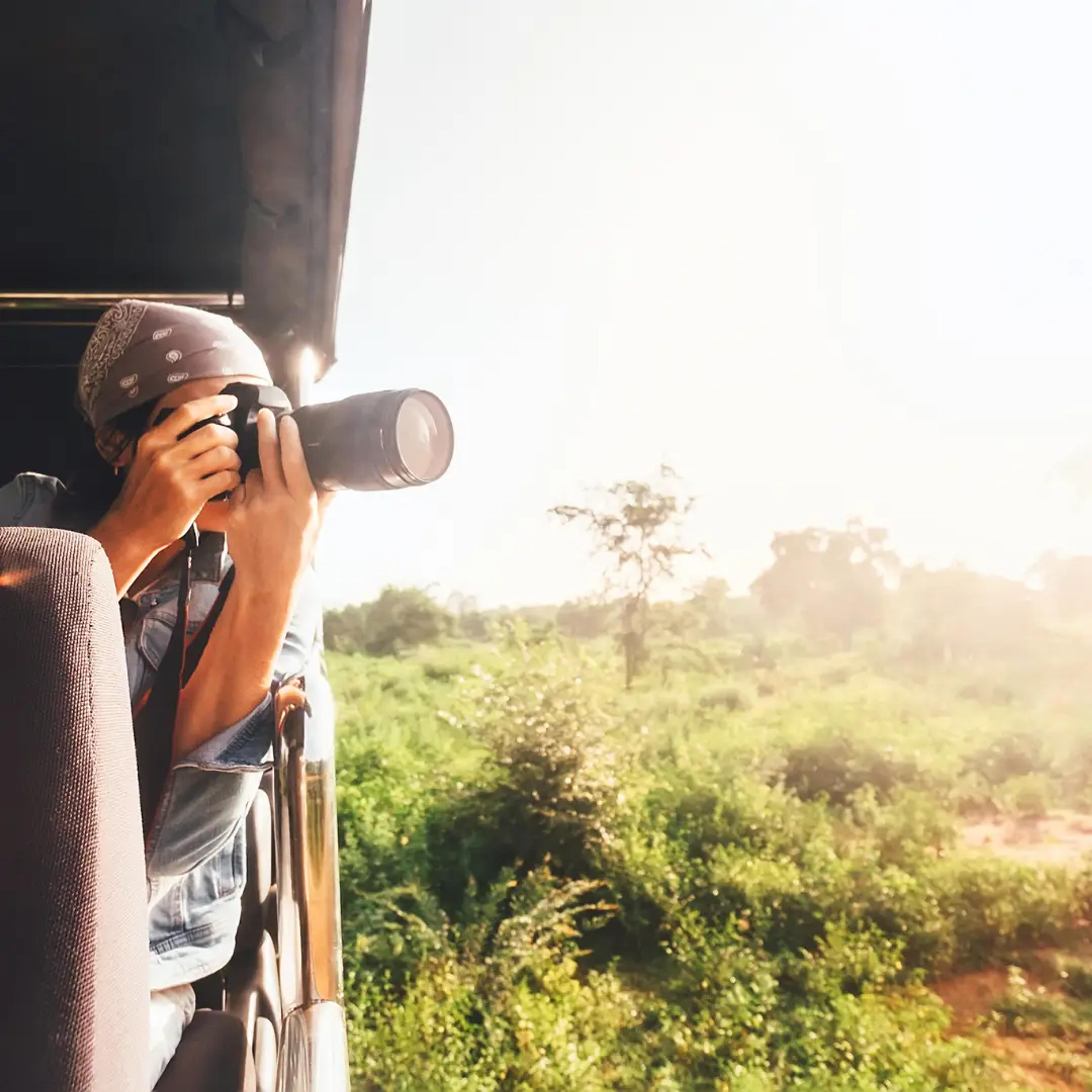 Wildlife photographer capturing African safari