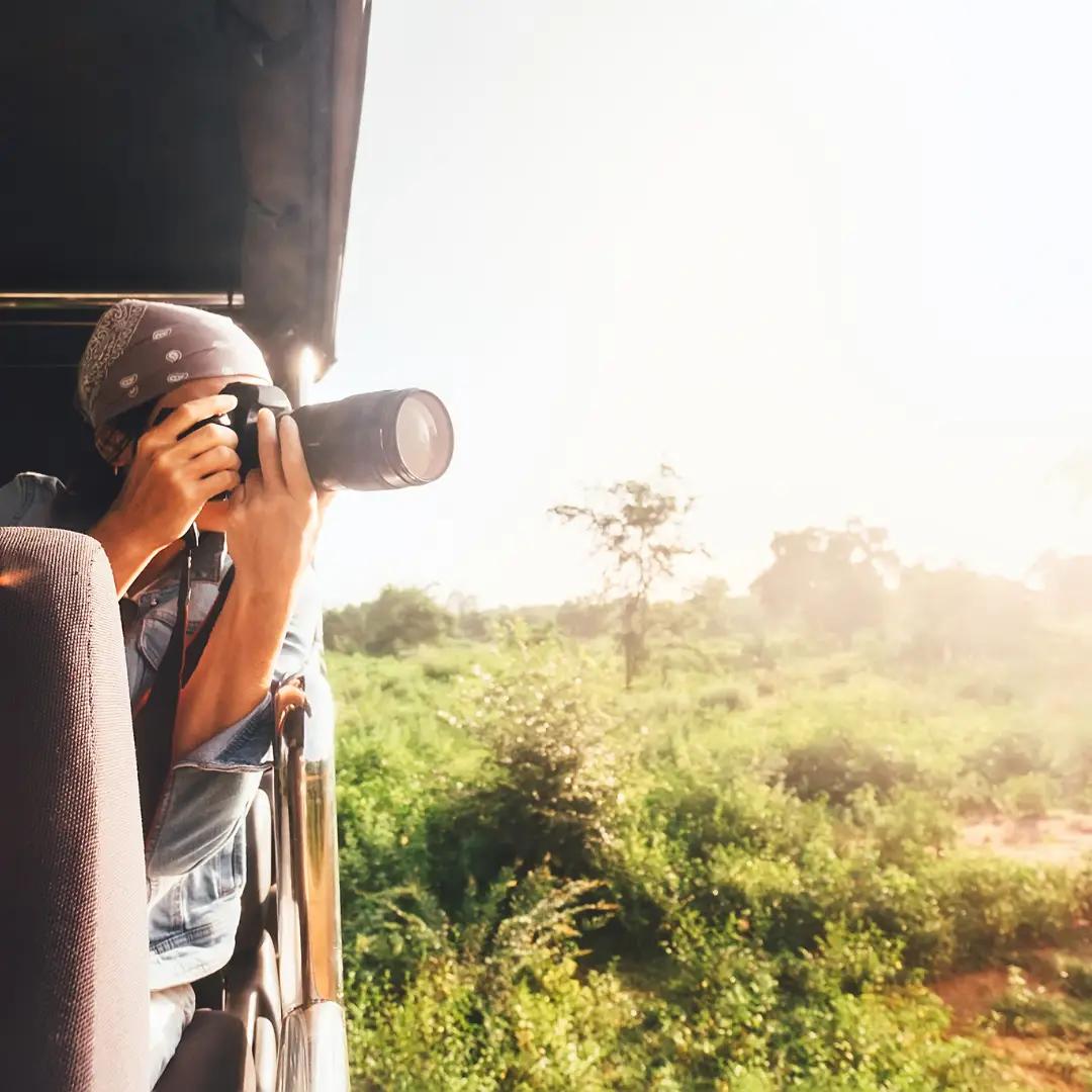 Wildlife photographer capturing African safari