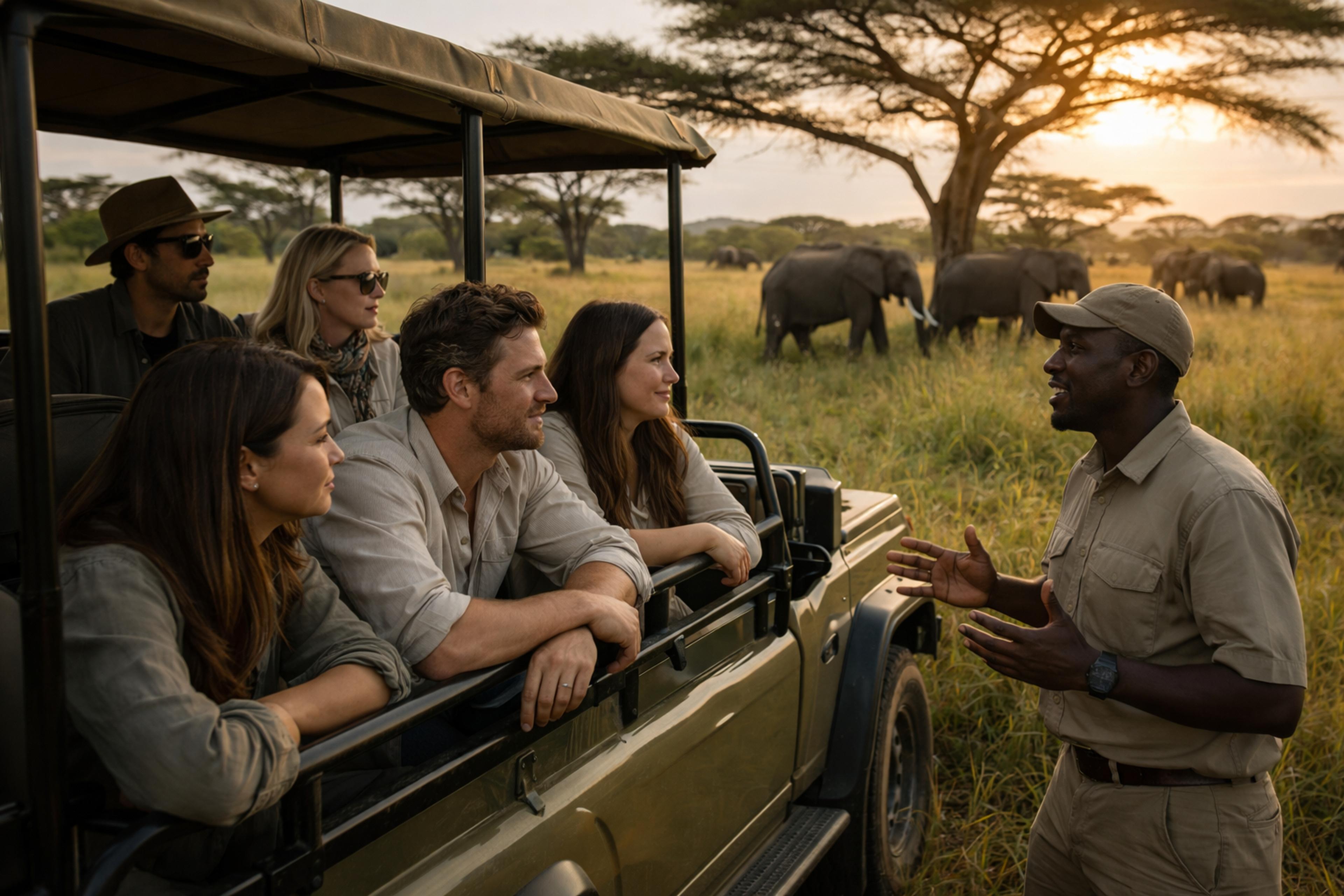Safari adventure at sunset