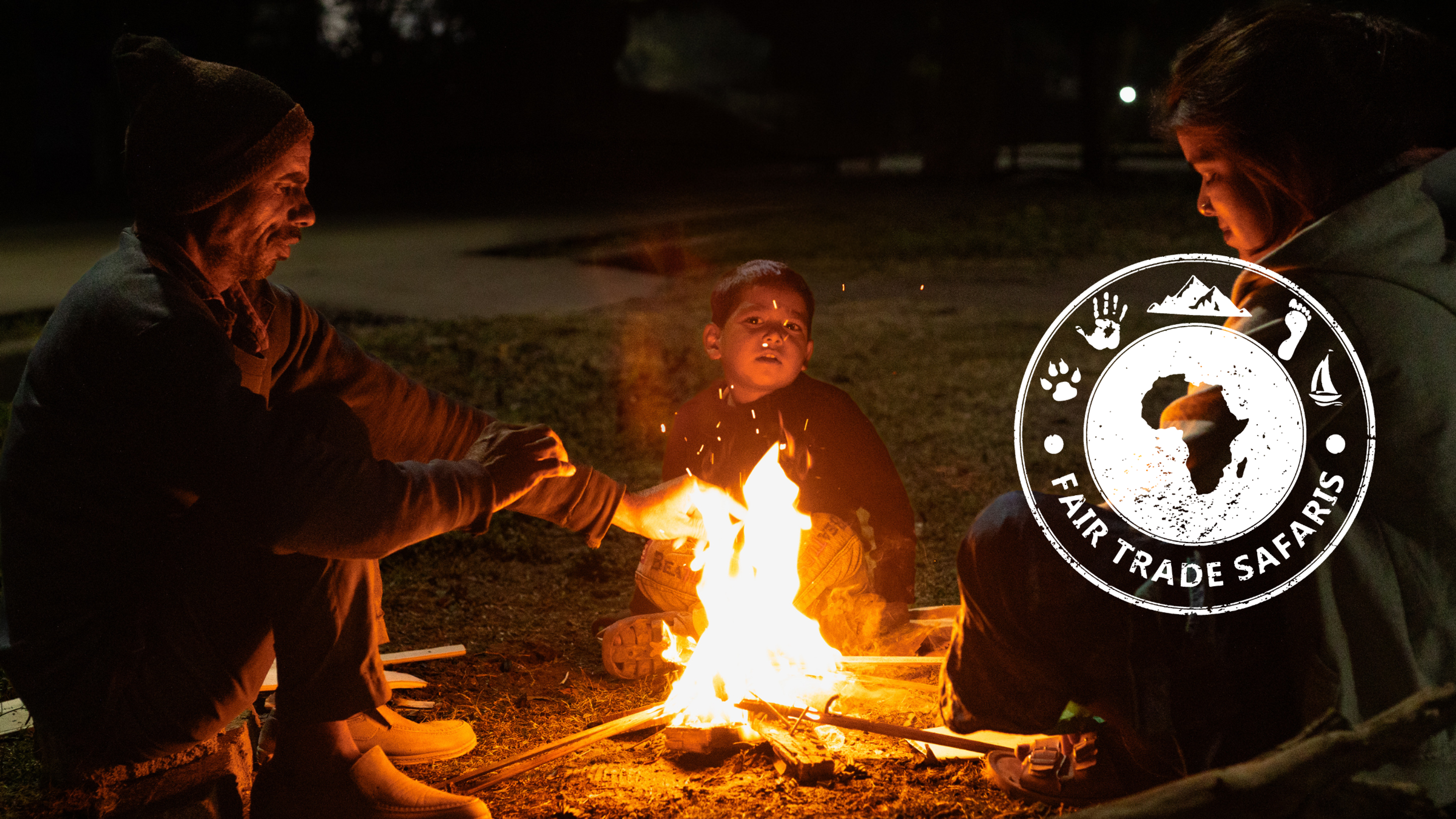 family around the fire