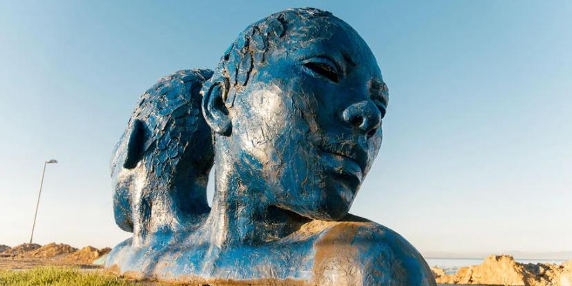 Blue artwork on the mouille point promenade. seapoint cape townjpg