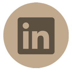 Linked In logo icon in tan circle