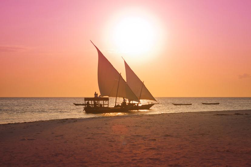 Two Dhows sunset Tanzania