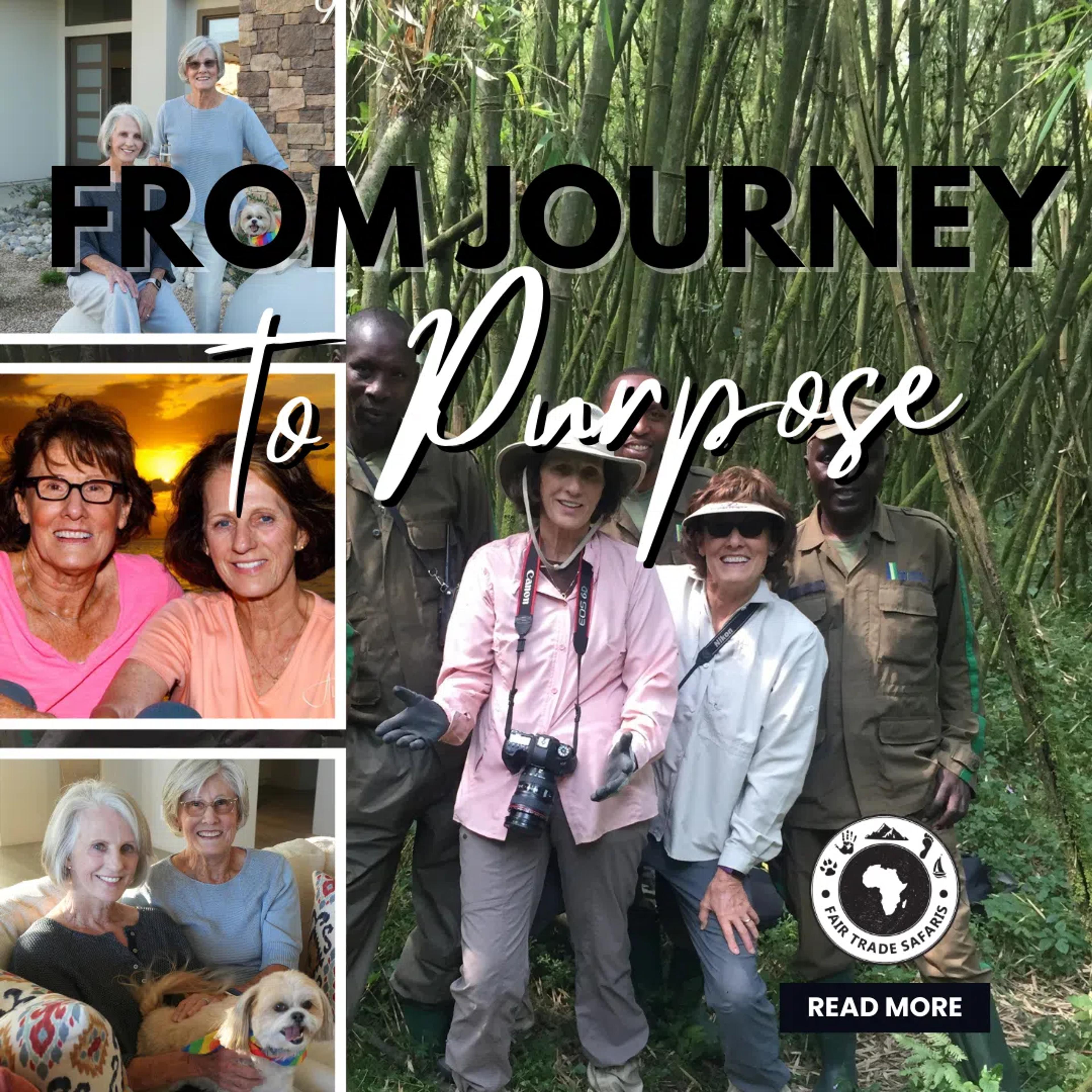 Collage of Carol with friends - From journey to purpose