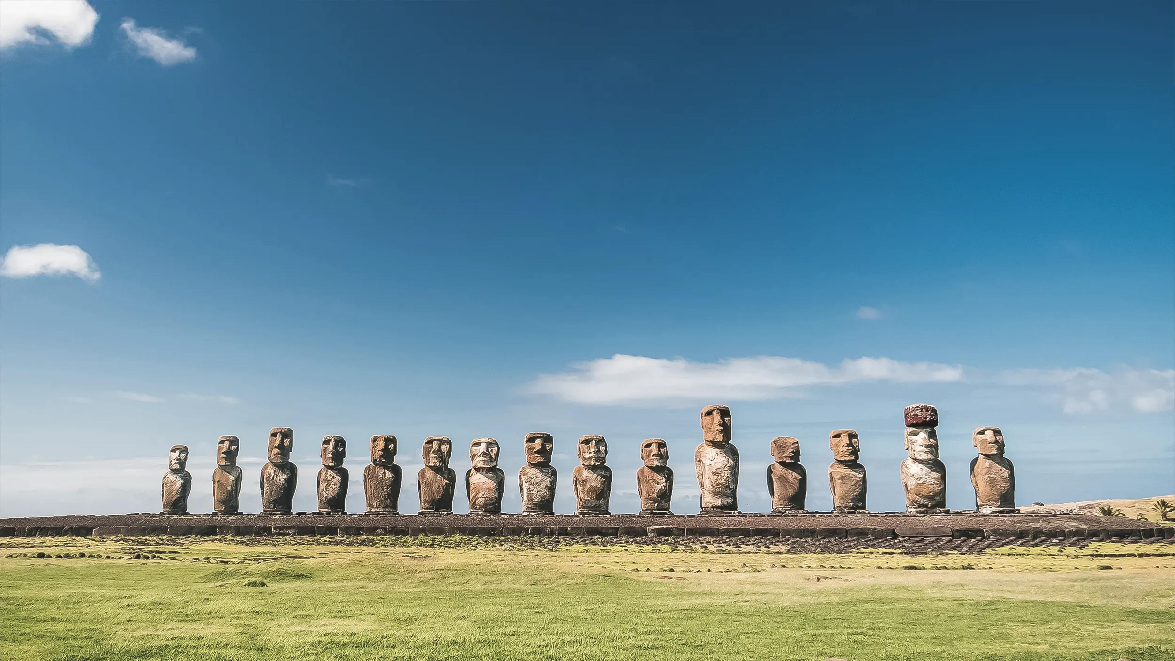 EASTER ISLAND: AHU TONGARIKI, RANO RARAKU AND ANAKEN