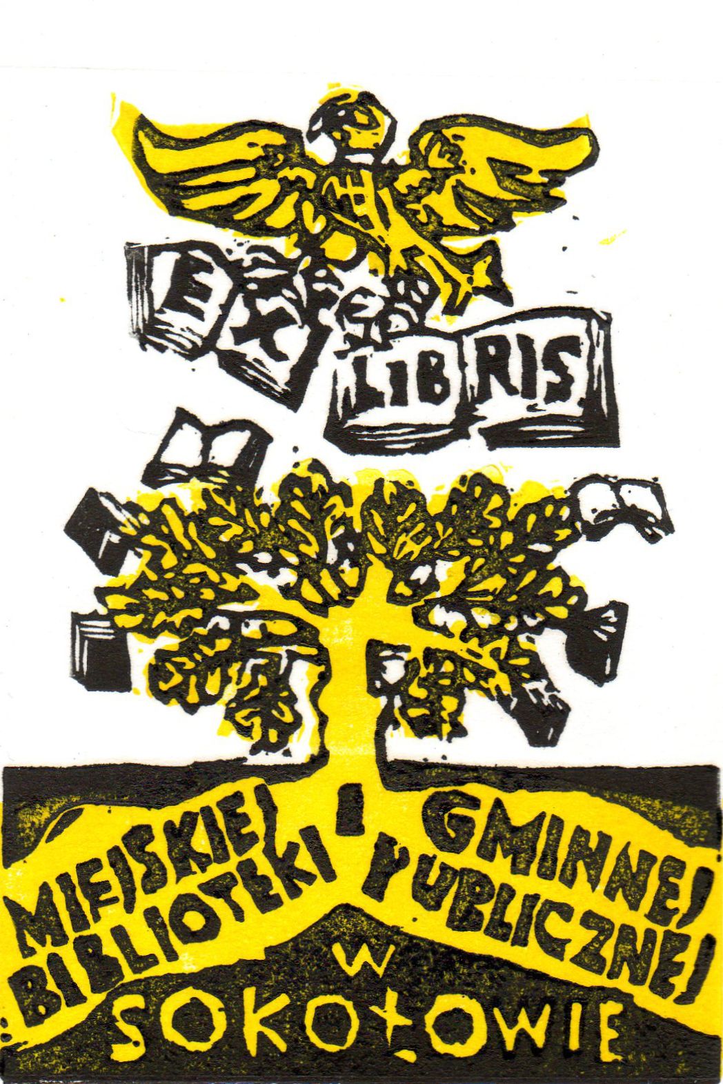 Exlibris of the Municipal and Communal Public Library in Sokolow