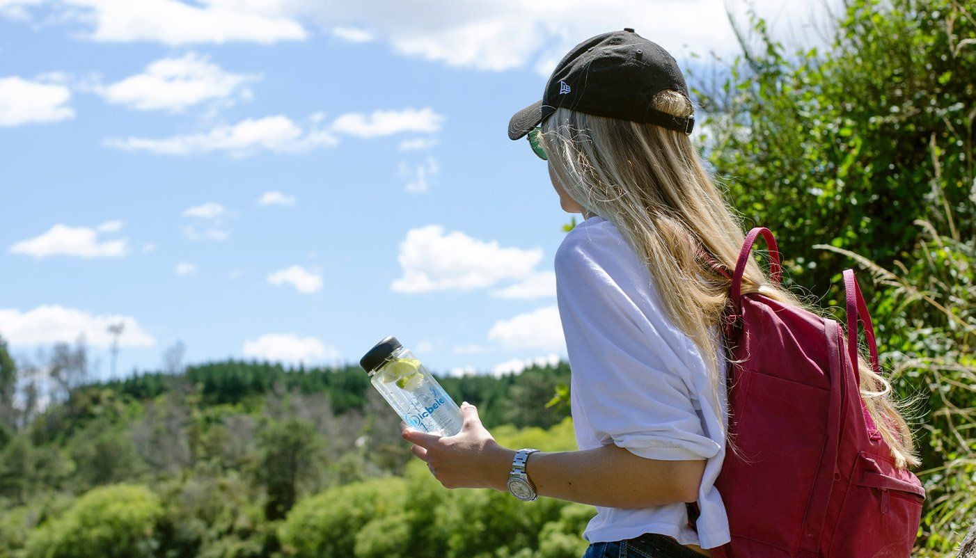 Backpack girl working