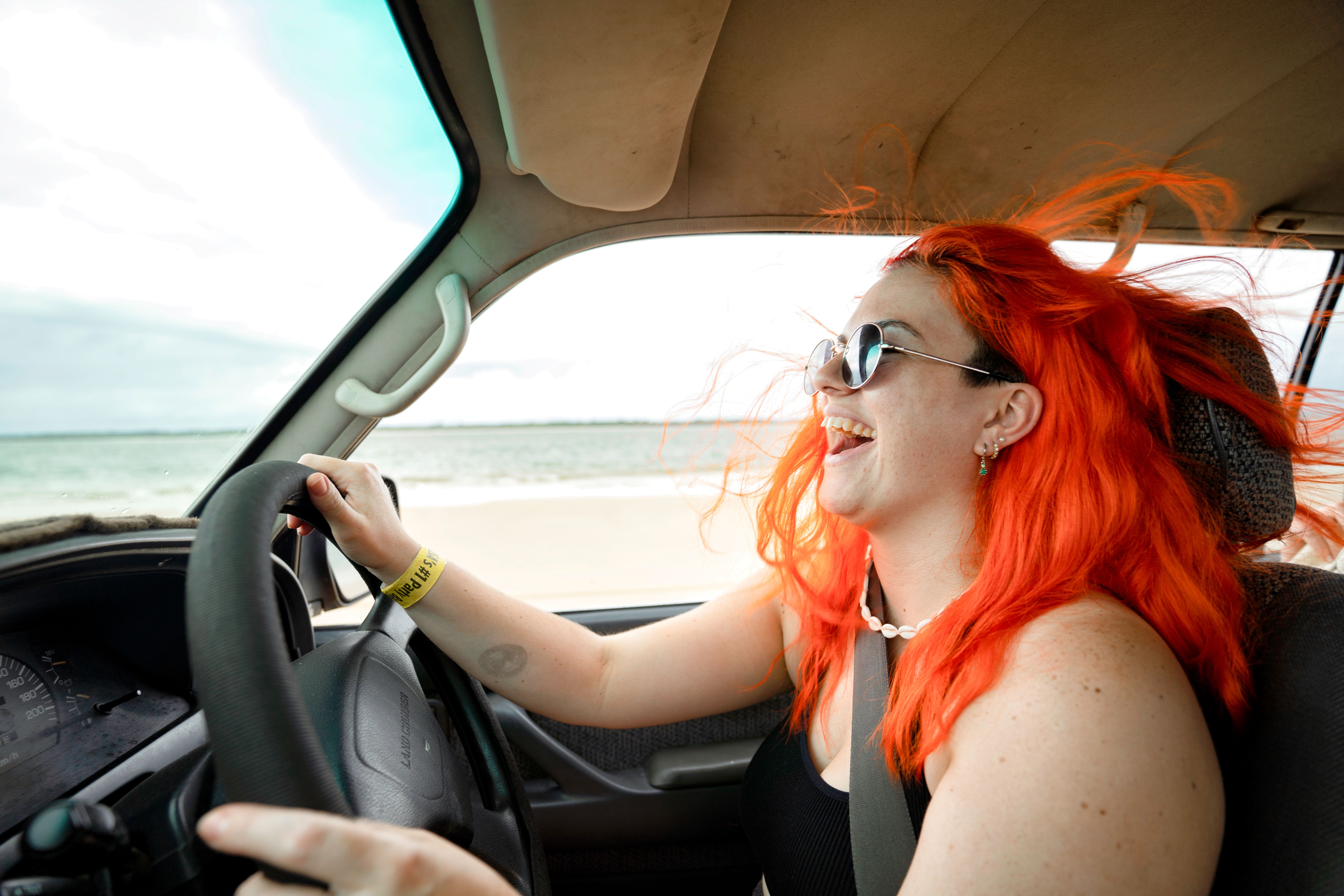 girl driving on k'gari