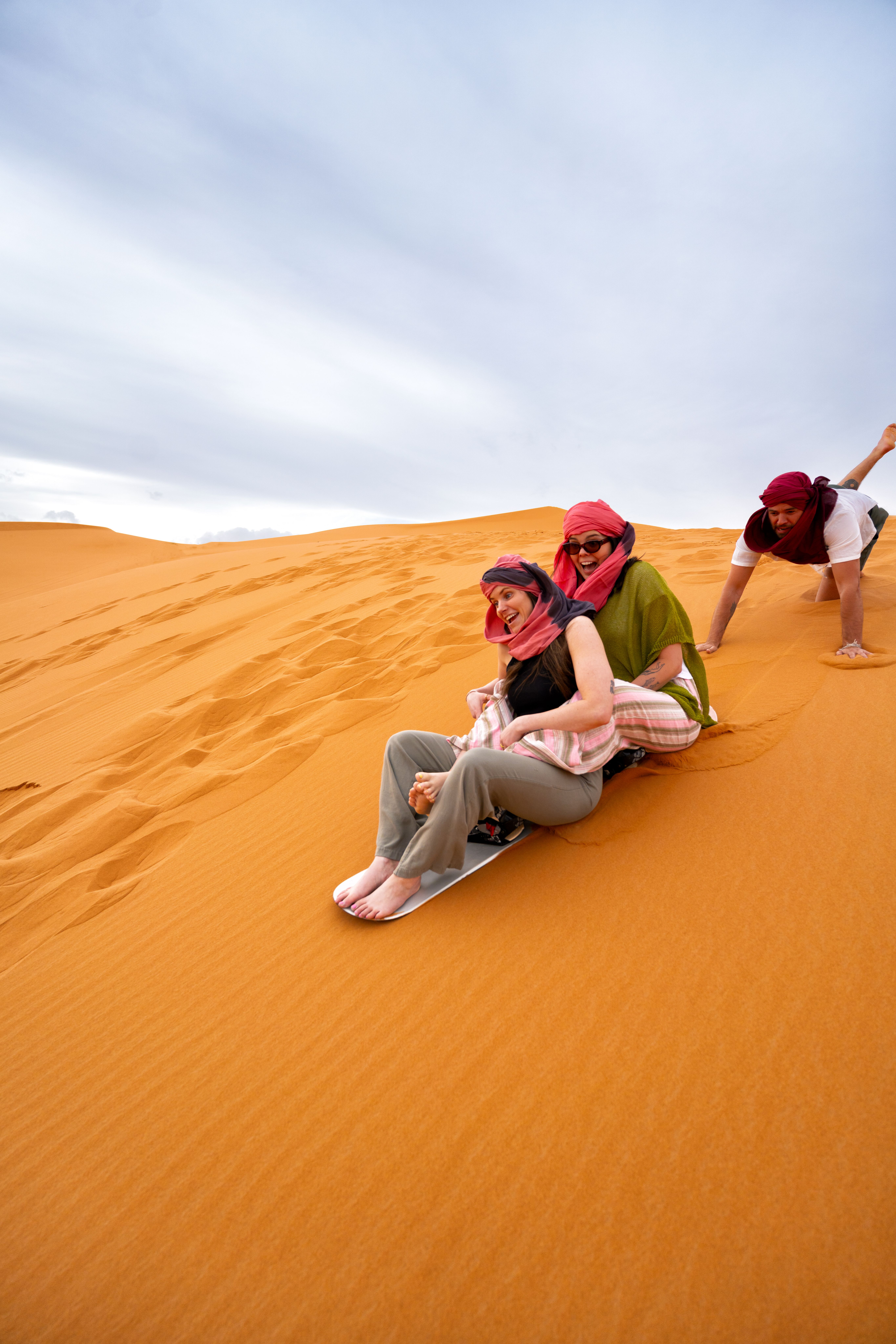 Morocco sahara desert sandboarding