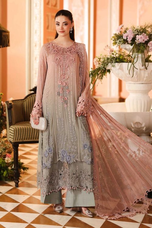 3 Piece Embroidered Chiffon Suit - MPC-26-202