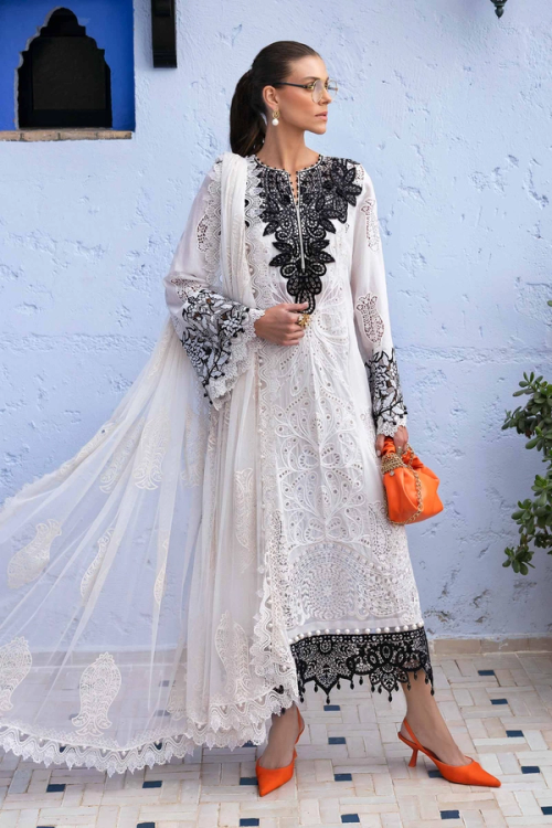 3 Piece Stitched Embroidered Paper Cotton Suit | D-2505-A