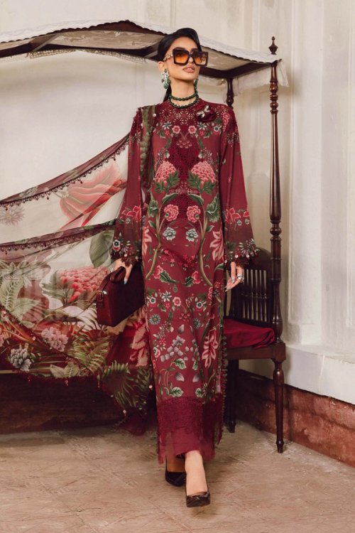 3 Piece Stitched Embroidered Cambric Suit | MPT-2709-A