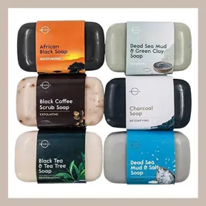 O Naturals 6-Piece Black Soap Collection - Organic & Natural Bar Soaps for Men & Women