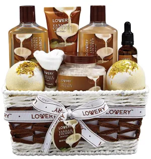 Vanilla Coconut Bath & Body Gift Basket – 9 Piece Spa Set