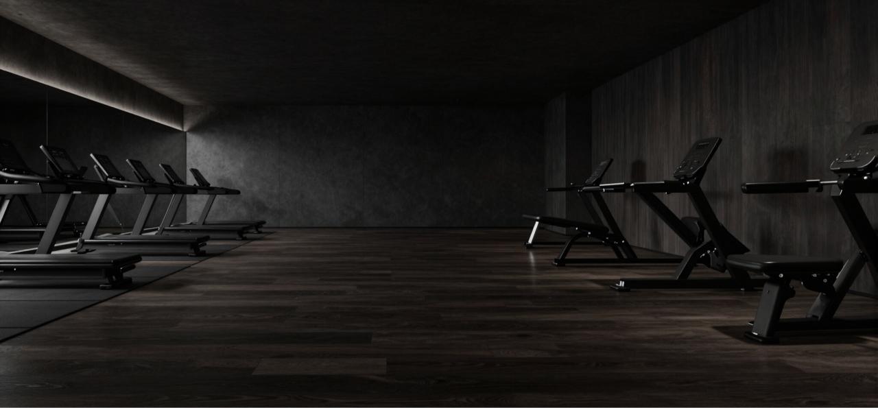 Salle de sport à l'éclairage tamisé