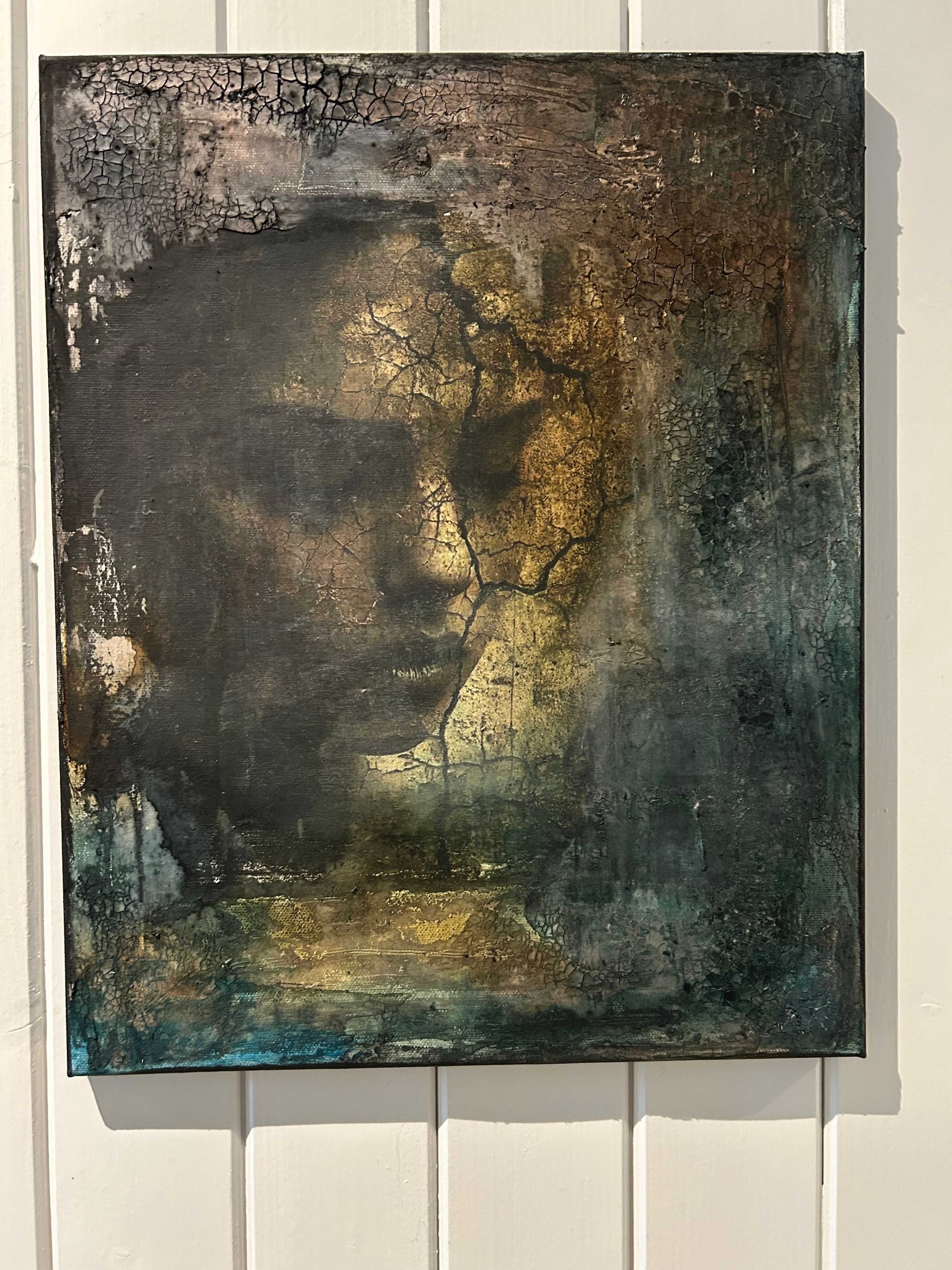 Mixed media maleri på lerret. 41*33 cm 