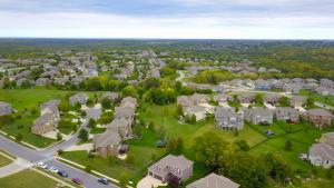 Aerial shot of suburban neighborhood