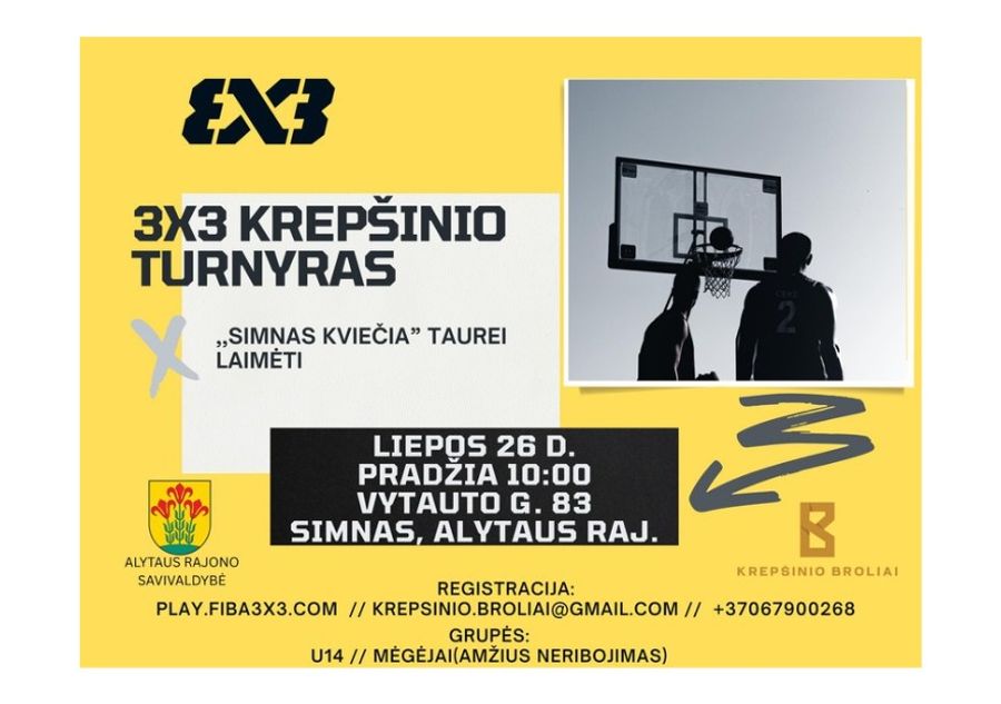 Liepos 26 d. kviečiame dalyvauti  Simno 3×3 krepšinio turnyre!