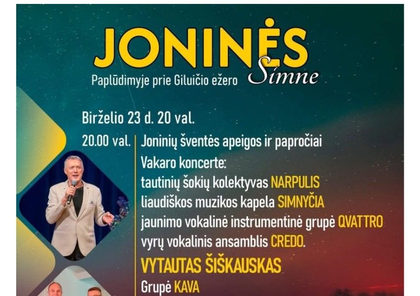 Kviečiame į Simno Jonines! Koncertuos Vytautas Šiškauskas!
