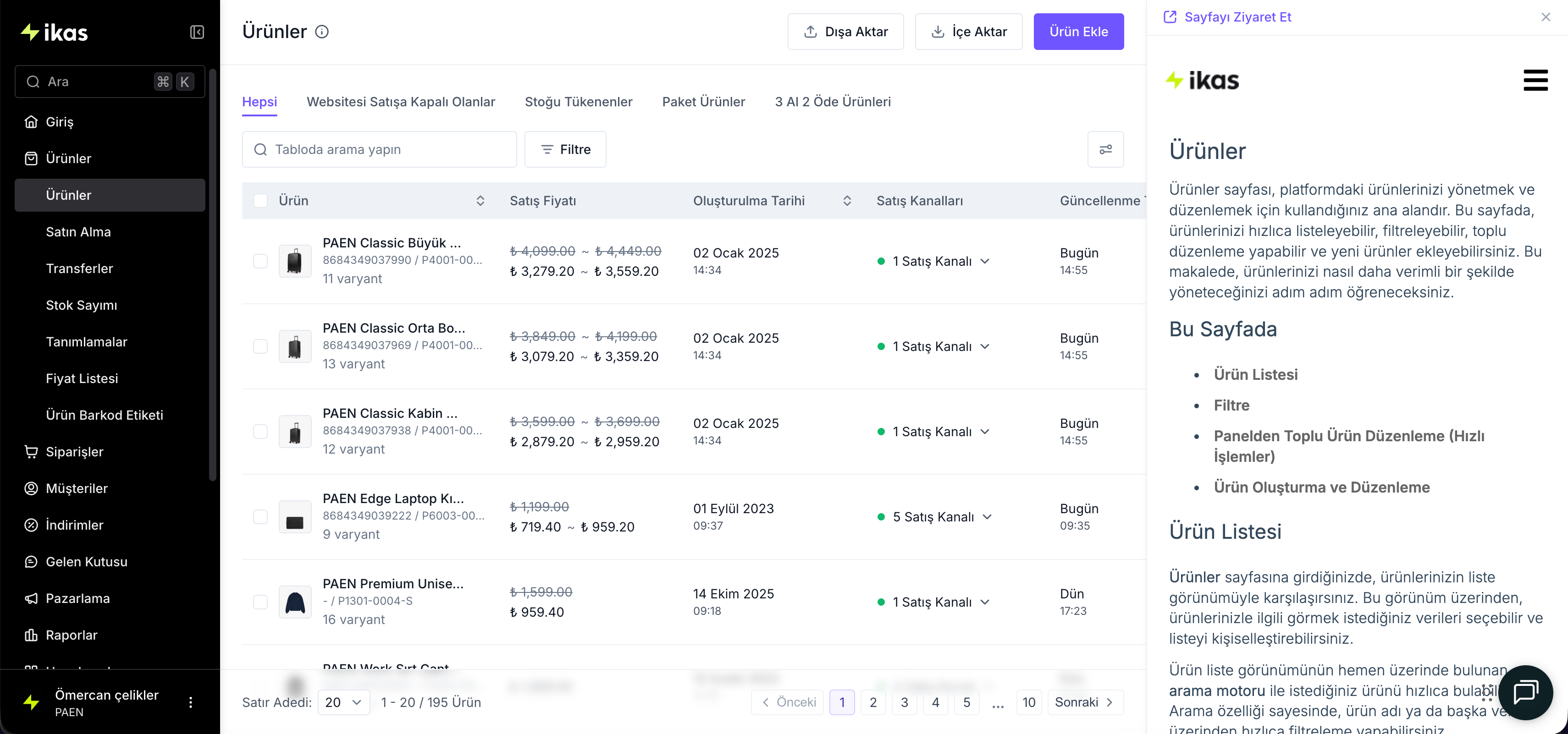 Özellik ve ekran destek makalelerine artık yönetim paneli içerisinden erişebilirsiniz 📚