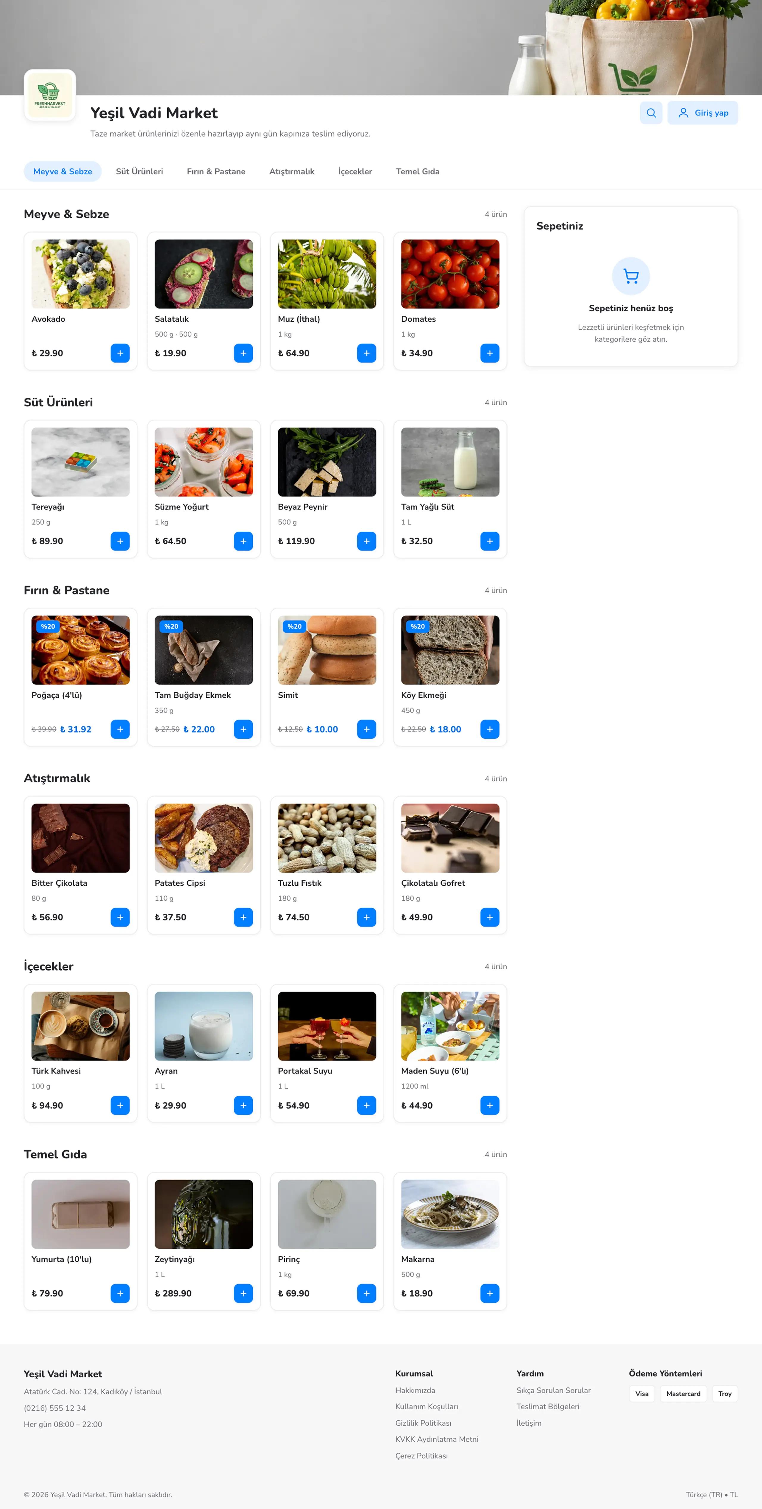 Ücretsiz market & yemek odaklı temamız yayında!