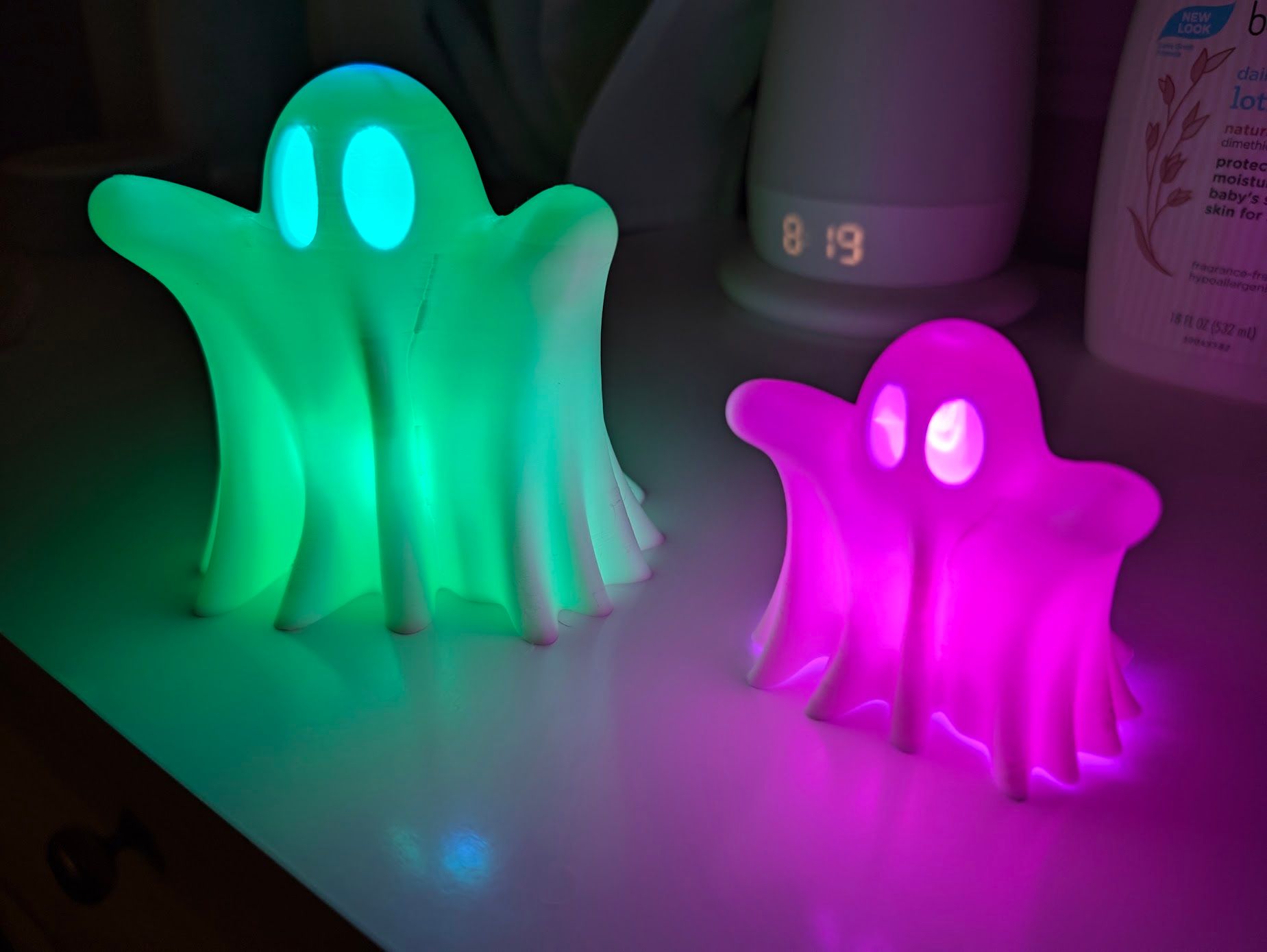 3d printed ghost that is lit up