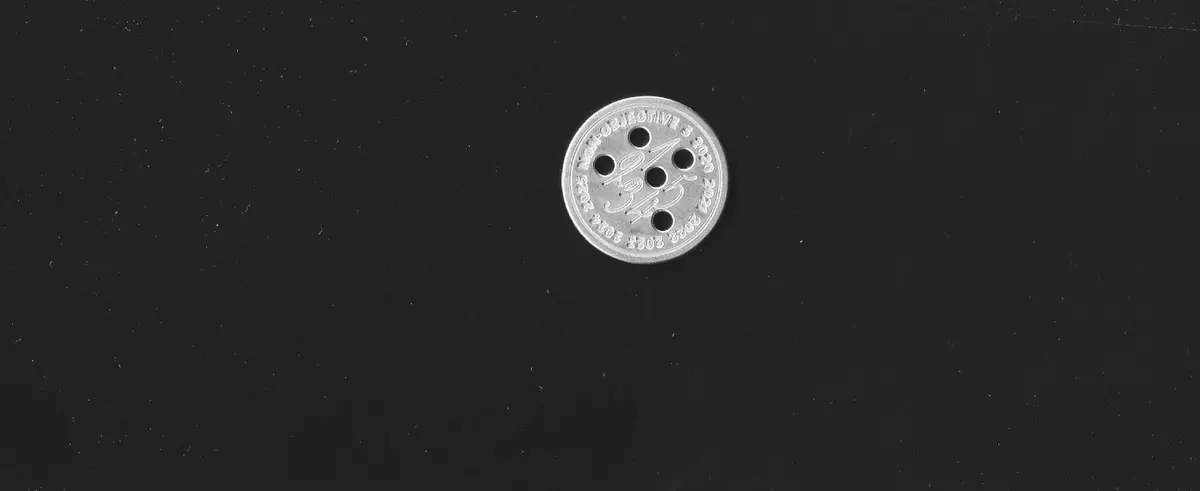 A small artifact for the studio’s 5th anniversary — a metal button with five irregularly placed holes and an engraving. Made in an edition of 10, for the team only — a small object that, quite literally, holds us together.