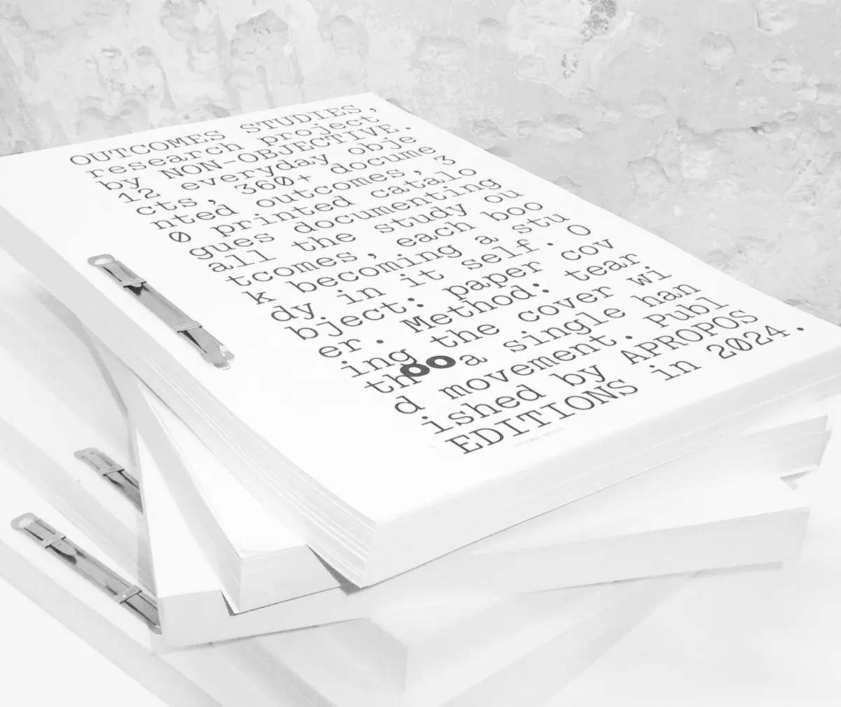 Launching Apropos Editions with its first release — a publication that is both an exhibition catalogue and a printed archive of our visual research Outcomes Studies , which itself became one of the subjects of that research.